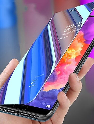  телефон Кейс для Назначение Huawei P30 P30 Pro P30 Lite P10 Plus P20 P20 Pro P20 lite P10 Lite P10 P9 lite мини Чехол со стендом Флип Зеркальная поверхность Сплошной цвет ПК
