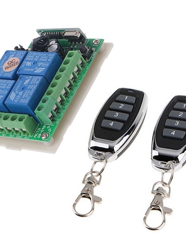  dc12v 4ch trådlös fjärrkontrollbrytare / smart relämottagare 10a relä / momentant / växel / låsat fungerande sätt kan ändras / 433mhz enkelt att installera / dc12v ström på / av