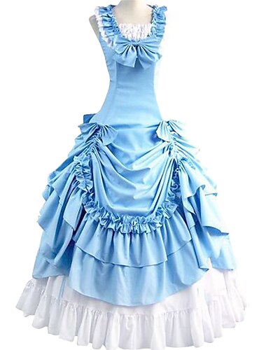  Victorienne Médiéval 18ème Siècle Longueur cheville Longue longueur Robe Costume de fête Bal Masqué Capes de costume Accessoires de costumes Déguisements et accessoires Patchwork Robe de bal Grande