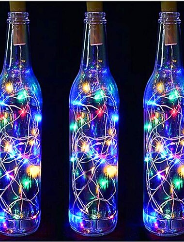  2m Wijnfles String Lights 6 stuks 20 LEDs Warm Wit Wit Rood Creatieve Decoratie voor Party Feestdagen Boomlicht