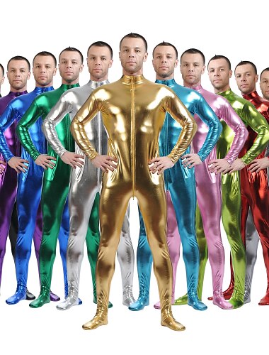  Costumes Zentai Brillants Costume de cosplay Costume de peau Costume de Carnaval Combinaison Intégrale Homme Femmes Sexe Déguisement Sexy Couleur Unie Spandex Latex Costume pour Halloween Adulte