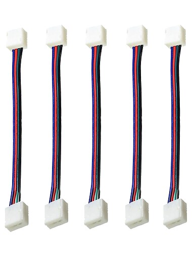  Zdm 5 pcs. impermeable rgb 5050 led tira de luz conector 4 pines 10 mm tira ancha para pelar cable de puente sin soldadura