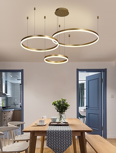  Lámpara de araña circular de 1 luz led de 90 vatios / luces colgantes modernas led para sala de estar, cafetería, sala de exposiciones / tamaño grande / regulable con control remoto / wifi inteligente a través del control de voz