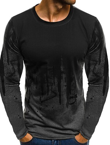  Herren Graphic Farbblock T Shirt Lustige T-Shirts Langarm T-Shirt 3D-Druck Rundhalsausschnitt Hemd Vintage Basic Klassisch Täglich Weiß Armeegrün Rote Frühling Herbst Bekleidung S M L XL XXL 3XL 4XL