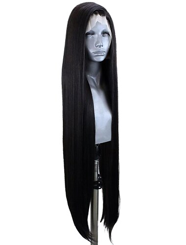  Black Wigs for Women Synthetic Lace Front Wig Straight Side Part Lace Front Wig Very Long Natural Black #1B Synthetic Hair 20-30 Inch Women's Adjustable Heat Resistant Party Black