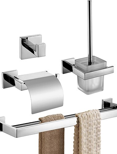  Sada koupelnových doplňků / Držák na toaletní papír / Háček na župan Nový design / kreativita Moderní Nerez + prvotřídní ABS / Nerez / Kov 4ks - Koupelnové Nástěnná montáž