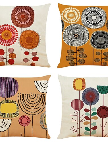  4 stuks sierkussenhoezen bloemen bloemen&amp;planten vintage traditioneel klassiek huisbank decoratief woonkamer buitenkussen voor bankbedbedstoel