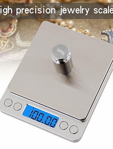  500g/0.01g LCD-Digital Screen Auto Off Electronic Kitchen Scale Digital Jewelry Scale Mini Pocket Digital Scale with 2 Trays