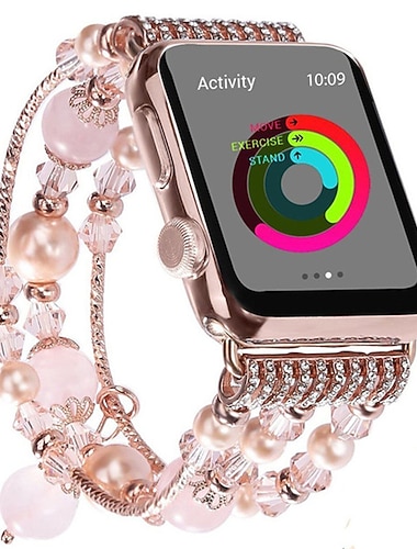  Klokkerem til Apple Watch Series 8 7 6 5 4 3 2 1 SE Ultra 49mm 45mm 44mm 42mm 41mm 40mm 38mm Rustfritt stål Perler Erstatning Stropp Dame Perler Smykker armbånd Armbånd