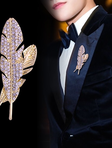  broșe de cristal pentru bărbați clasice creative pene de lux modă de bază clasică rock broșă cu strass bijuterii argintiu aur pentru petrecere nuntă club de lucru zilnic