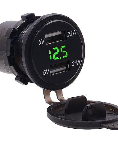  Dubbele USB Auto Lader Stopcontact Adapter - Waterdicht 5V 4.2A Snellader voor Mobiele Telefoons met Voltmeter  10A Veilige voor 12-24V Auto Boot Motorfiets
