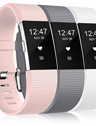  3 Stücke Smartwatch-Band für Fitbit Charge 2 Silikon Smartwatch Gurt Weich Atmungsaktiv Sportarmband Ersatz Armband