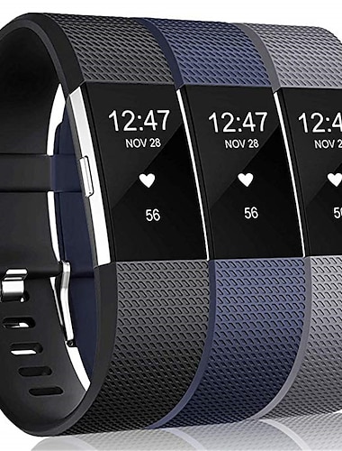  3 stuks Slimme horlogeband Compatibel met: Fitbit Charge 2 Zachte siliconen Smartwatch Band Zacht Verstelbaar Elastisch Sportband Vervanging Polsbandje