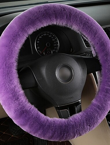 Wollfell weicher Auto-Lenkradabdeckungsschutz LKW-Autozubehörschutz für Universallenkrad 35cm-43cm rutschfeste, beruhigende und luxuriöse weiche Textur