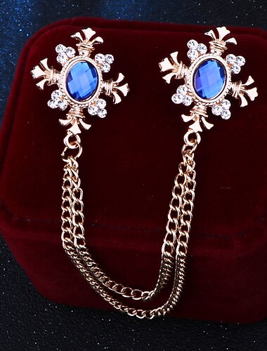  رجالي كريستال دبابيس سبيجا خلاق عمودي عبارة شرابة أساسي موضة روك حجر الراين بروش مجوهرات أزرق أسود من أجل زفاف شارع مناسب للبس اليومي عمل نادي