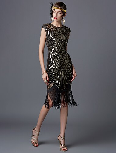  roaring anii 20 anii 1920 rochie de cocktail cu set de accesorii rochie flapper rochie de bal rochii de bal rochie de petrecere gatsby charleston paiete femei petrecere nunta rochie invitata nunta