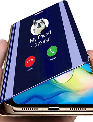  telefon fodral Till Samsung Galaxy S24 S23 S22 S21 S20 Ultra Plus FE Note 20 Ultra 10 Plus A73 A33 A71 A21s A32 A52 A42 Fodral Etui med lock med stativ Lucka Spegel PC PU läder