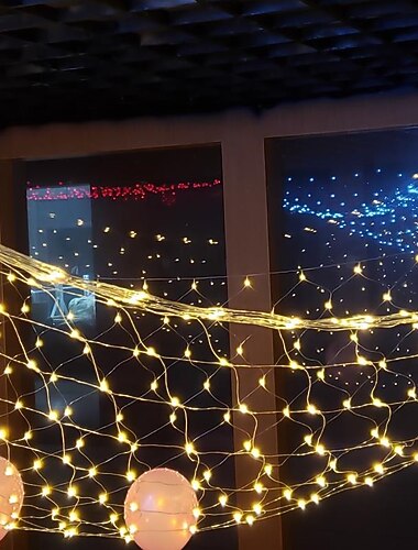  エレガントな結婚披露宴パーティーLEDネットライト192 LED 3Mx2M屋外防水ストリングライト結婚式装飾フェアリーストリングライト屋外装飾ランプ自宅の装飾