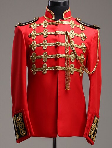  ancien Médiéval Veste Napoléon Manteau Bal Masqué Vêtements d'extérieur Prince Aristocrate Vintage Broderie Homme Soirée Halloween Jubilé de platine de la reine 2022 Adulte Manteau