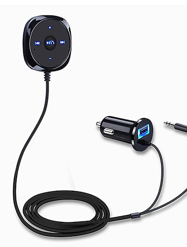  Bluetooth Auto Kit - Handsfree Speaker  MP3 Draadloze Ontvanger voor Muziekstreaming en Oproepen 3.5mm AUX  5V/2.1A USB Auto Lader