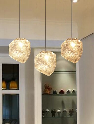  15 cm LED-Pendelleuchte EinzeldesignElegantes Eiswürfelglas Mini im nordischen Stil 220-240V