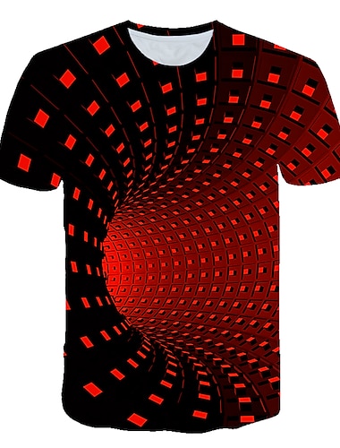  Homens Camiseta Gráfico 3D impressão Decote Redondo Preto Amarelo Vermelho Azul Real Roxo Impressão 3D Para Noite Manga Curta 3D Imprimir Roupa Roupa de rua Básico