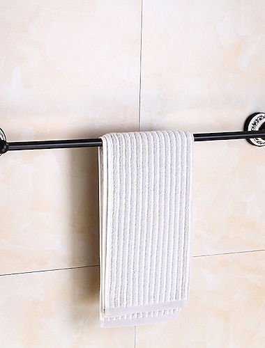  multifunkční tyč na ručníky starožitná mosaz a keramický potisk koupelnová police s jednou tyčí nástěnná galvanicky pokovená
