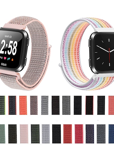  Klokkerem til Fitbit Versa 2 / Versa Lite / Versa SE / Versa Stoff Nylon Erstatning Stropp Myk Pustende Sportsløkke Armbånd
