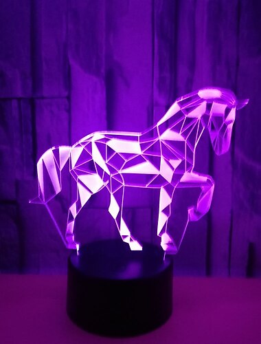  3d horse night light 7 color illusion change led mesa lámpara de escritorio acrílico plano abs base cargador usb decoración del hogar juguete brithday navidad niño regalo de los niños