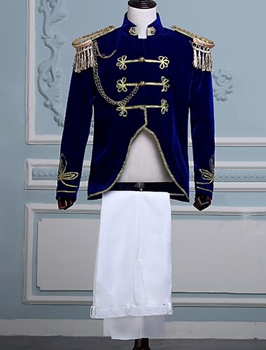  Retro Antiguo Medieval Abrigo Pantalones Accesorios Príncipe Aristócrata Color sólido Traje de pantalón Hombre Fiesta Carnaval de Venecia Adulto Chaqueta Pantalones