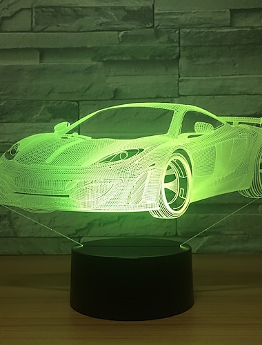  سيارة سباق ثلاثية الأبعاد led وهم مصباح ليلي ضوء 7 ألوان عكس الضوء USB تعمل باللمس تحكم للأطفال هدايا سيارة إبداعية للأولاد