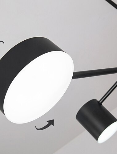  Lustre industriel à 6 lumières / lumière ambiante peinte en noir pour salon chambre 110-120v / 220-240v / blanc chaud / blanc