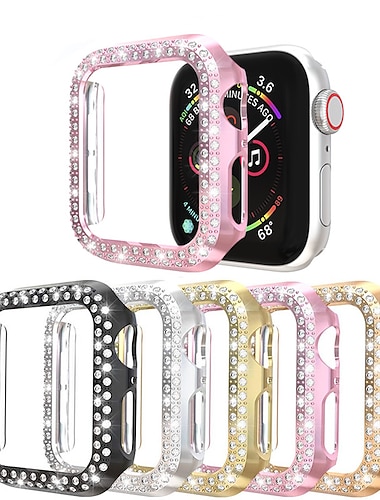  Horlogekast Compatibel met: Apple Watch Series 8 7 41mm 45mm / Series 6 5 4 SE 40mm 44mm / Series 3 2 1 38mm 42mm Krasbestendig Bling Diamant Stofbestendig PC Horloge Deksel