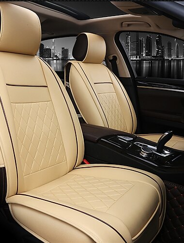 Cojín de asiento de automóvil de cuero PU de 1 pieza transpirable y antideslizante accesorios para asiento único universal (sin reposacabezas sin soporte lumbar)