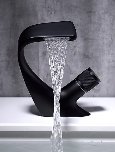  robinet de lavabo de salle de bain, robinets de lavabo en laiton cascade mitigeur robinet de bain monotrou avec tuyau d'eau chaude et froide