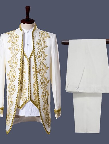  Retro Antiguo Medieval Abrigo Pantalones Chaleco Príncipe Aristócrata Estampado Traje de pantalón Hombre Fiesta Jubileo de platino de la reina 2022 Isabel 70 años Adulto Chaqueta Chalecos Pantalones