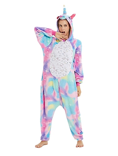 Voksne Regnbue Onesie-kostyme Karnevalskostyme Enhjørning Pegasus Onesie-pysjamas Kigurumi pyjamas Morsomt kostyme Til Damer og Herrer Jul Karneval Nytt År Tegnefilm