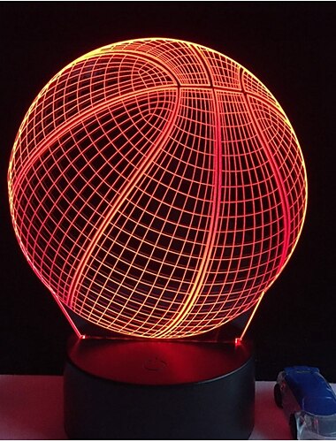  Lámpara de ilusión óptica de luz nocturna de baloncesto 3d con 7 colores que cambian el regalo del día de san valentín de cumpleaños de toque inteligente para fanáticos del deporte niños niñas