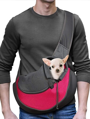  Katze Hund Tragetasche Reiserucksack Umhängetasche Schultertasche aus Sling Tragbar Atmungsaktiv Solide Stoff Kleiner Hund Purpur Gelb Blau