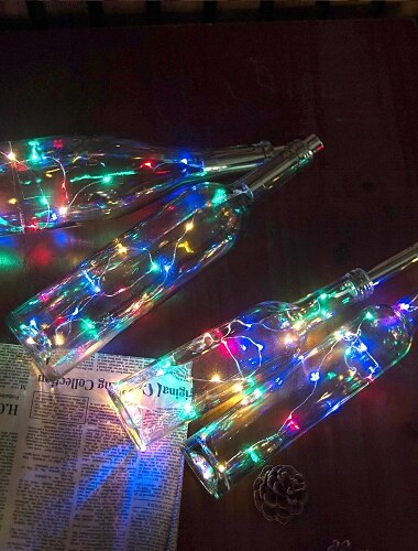  elegante LED-Lichterkette mit Weinflaschenkorken für Hochzeitsempfangsparty, 4 Stück, 1 Stück 2 m, 20 LEDs, galvanisierte Lichterkette mit Sternendraht für Flaschen, DIY-Tischdekoration,
