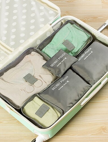  Kompressions-Reise-Packwürfel-Set zur Gepäckaufbewahrung und platzsparender Rucksack-Organizer, 6-teiliges Reise-Aufbewahrungstaschen-Set, Koffer-Pack-Organizer für Kleidung, Wäschebeutel