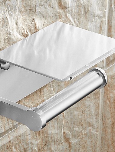  Aluminium Badezimmerpapierhalter mit Handyablage Wandrollenhalter Schwarz und Silber 1St