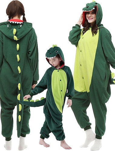  Kid's Adults' Kigurumi Pajamas Dinosaur Patchwork Onesie Pajamas Funny Costume Cosplay For Men and Women Boys and Girls Christmas Animal Sleepwear Cartoon