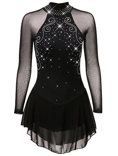  Eiskunstlaufkleid Damen Mädchen Eislaufen Kleider Austattungen Schwarz Gitter Elasthan Hochelastisch Praxis Professionell Wettbewerb Eiskunstlaufkleidung Anatomisches Design Rasche Trocknung
