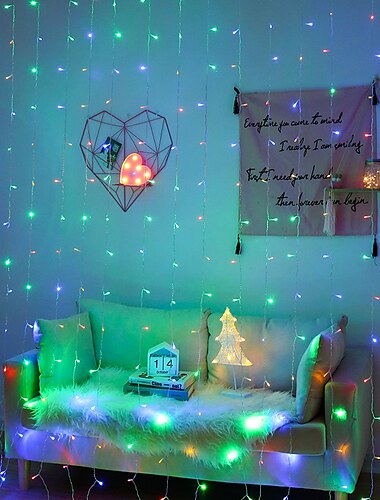  elegante Lichterkette für Hochzeitsempfänge und Partys im Freien, LED-Eiszapfenvorhang, Lichterkette 3 x 3 m, 300 LEDs für Hochzeit, Zuhause, Fenstervorhang, Party, Weihnachtsbaum, Garten, Terrasse