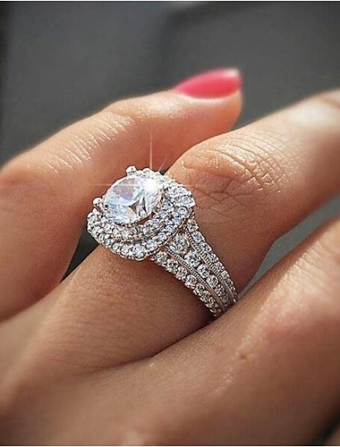  1 Stück Bandring Ring For Damen Kubikzirkonia Synthetischer Diamant Hochzeit Jahrestag Geschenk vergoldet Klassisch Pflastern Hochzeit