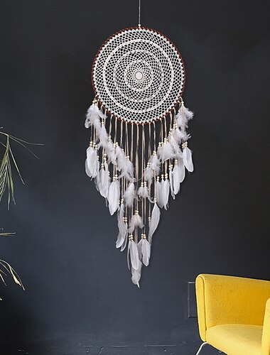  acchiappasogni regalo fatto a mano gancio fiore dreamcatcher piuma ciondolo appeso a parete decor art boho style 40*120cm