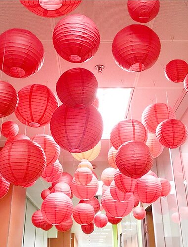 Bola de linternas de papel redondo chino multicolor de 10 piezas para decoración de cumpleaños de linternas colgantes de fiesta de boda