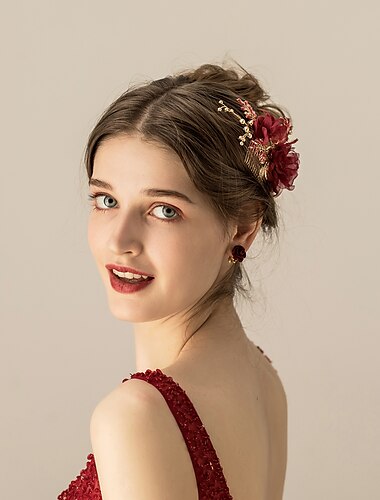  Chiffon / Legering Hiusten kaltaiset / Hoofdtooi met Bloemen / Metaal 1 stuk Bruiloft / Feest / Uitgaan Helm