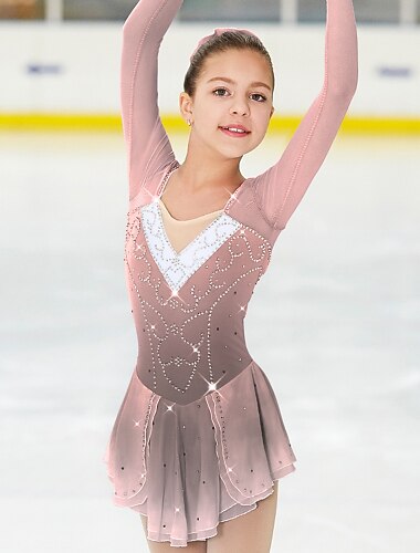  Sukienka łyżwiarska Damskie Dla dziewczynek Bruslení Sukienka Bordowy róż Fioletowy Ciemnofioletowy Siateczka Spandeks Wysoka elastyczność Zawody Odzież łyżwiarska Ręcznie wykonane Klasyczny / Zima